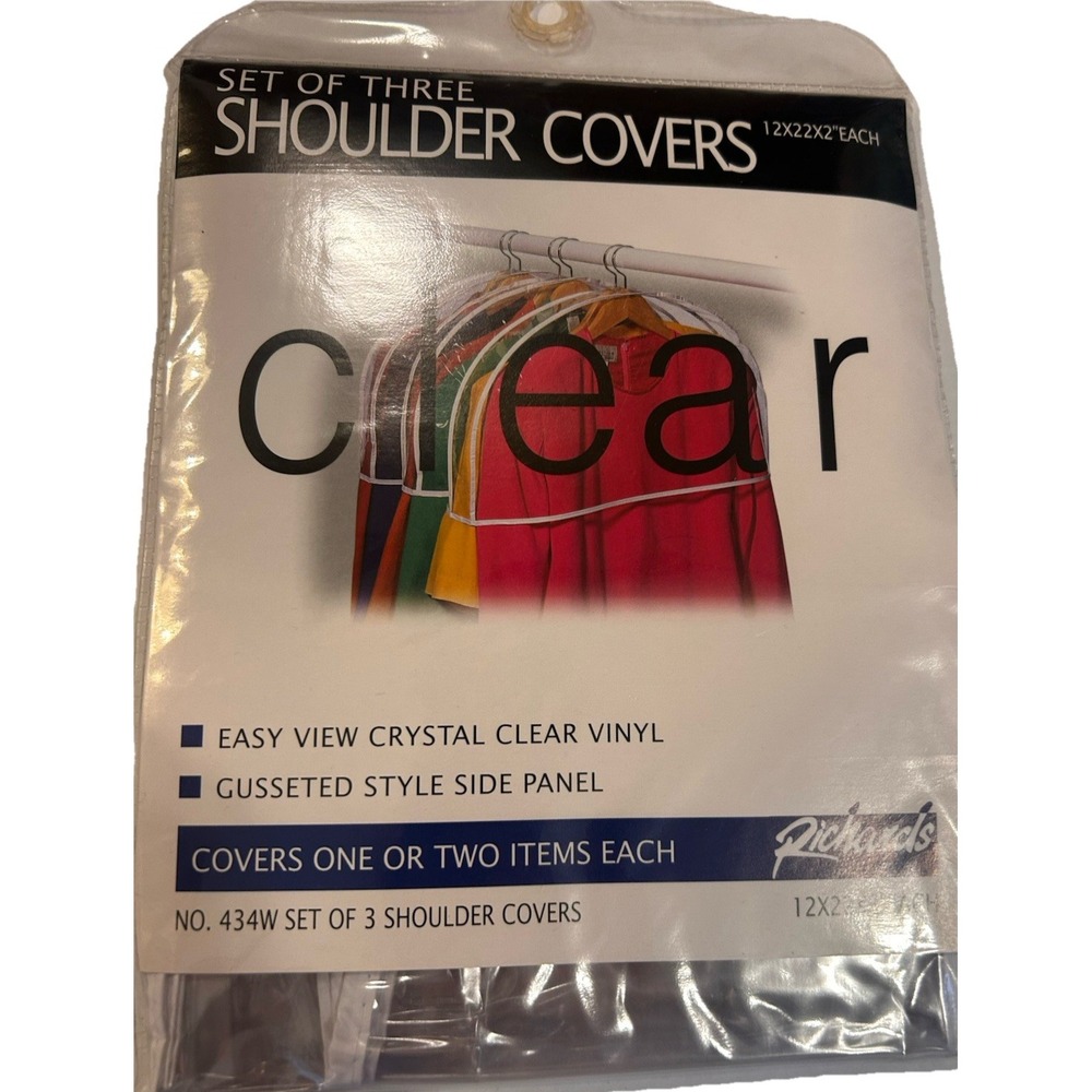 Shoulder Covers Clear 2-Sets of 3 Garment Protectors Closet Storage Clear - Picture 5 of 7